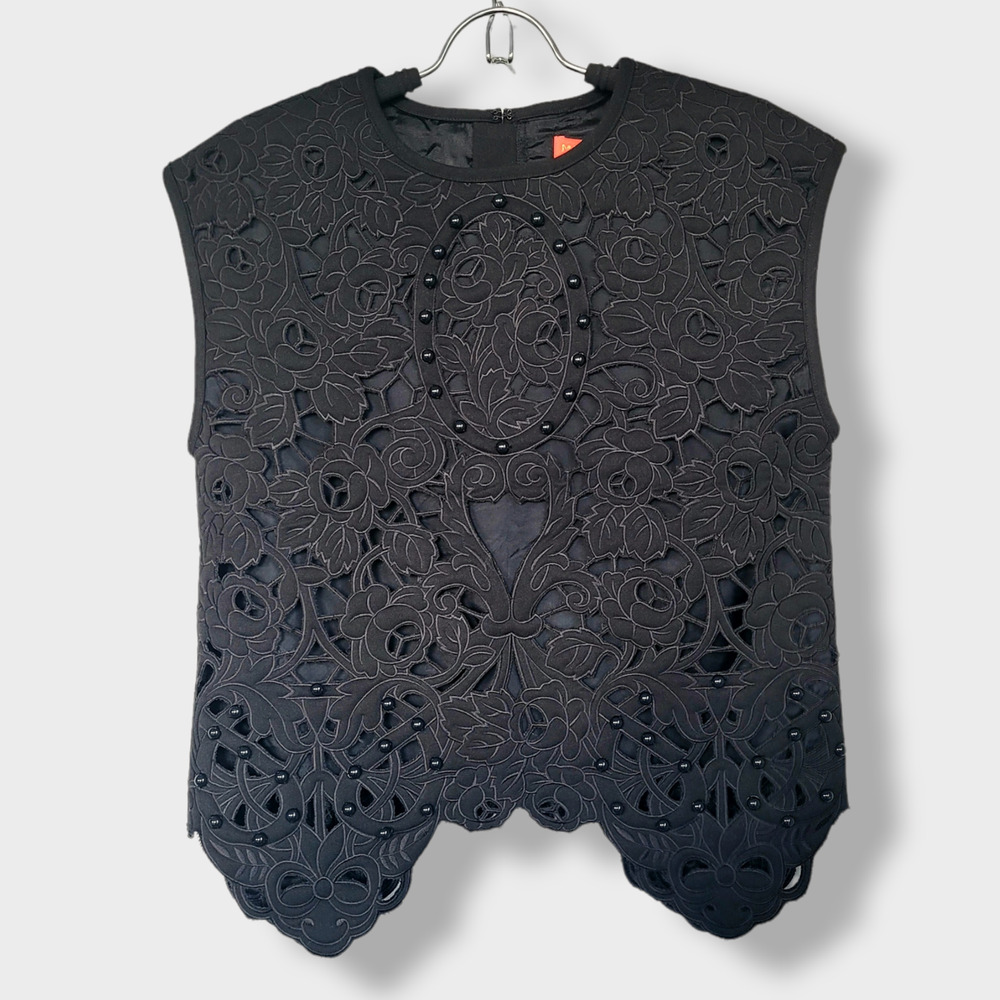 Manoush Jardin De Roses Beaded Top Black Size 6 - Picture 2 of 12